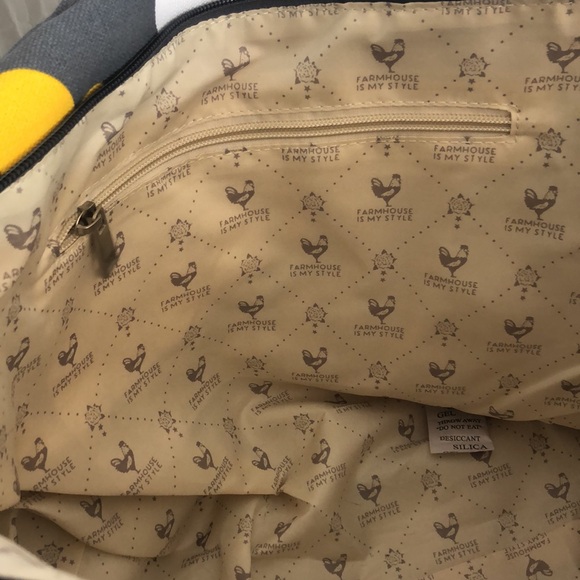 FARMHOUSE IS MY STYLE large canvas floral tote bag gray w/orange yellow NWOT - Picture 9 of 15